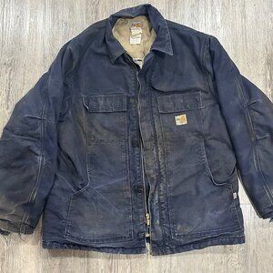 Carhartt FR Flame Resistant Duck Canvas Quilt Lined Jacket XL Blue